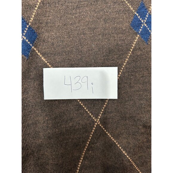 Alan Flusser Mens Brown Argyle Sweater Vest Sz L - Picture 6 of 7